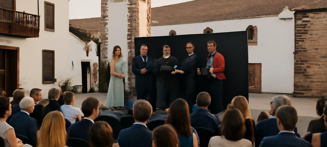 Fuerteventura premia il turismo: riconoscimenti e identità dell’isola 3 Cerimonia dei premi turismo a Betancuria in piazza storica, con autorità e pubblico durante il gala al tramonto