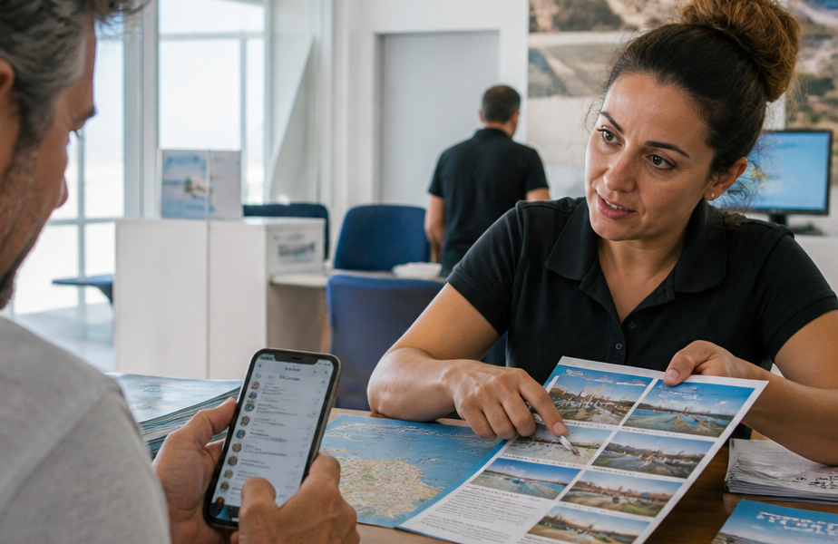 Numeri Emergenza Fuerteventura Persona al banco informativo con documenti