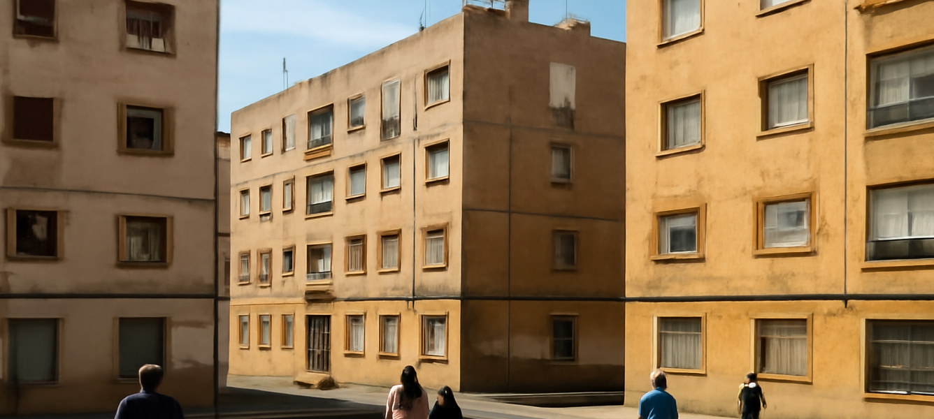 Edifici residenziali VPO nel quartiere Fabelo a Puerto del Rosario con facciate da riqualificare
